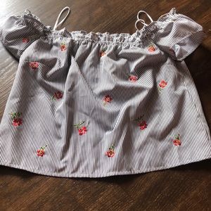 GUESS Sleeveless Over the Shoulder Top Stripped M